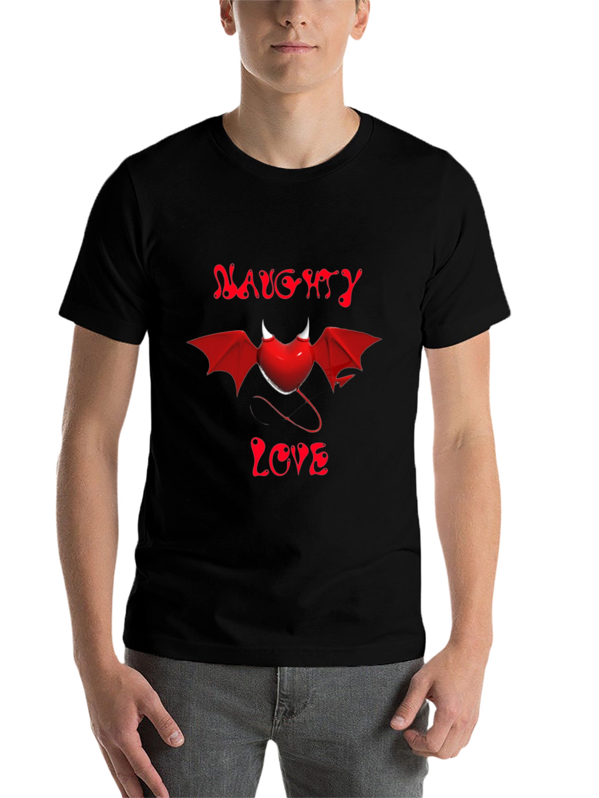 Naughty Love Devil Heart Graphic Tee - Black