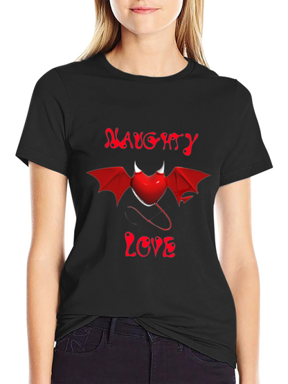 Naughty Love Devil Heart Graphic Tee - Black