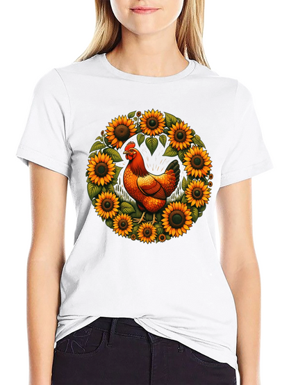 Chicken & Sunflower Wreath Graphic Tee