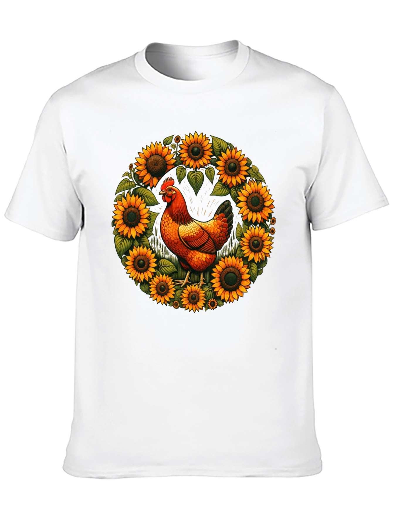 Chicken & Sunflower Wreath Graphic Tee
