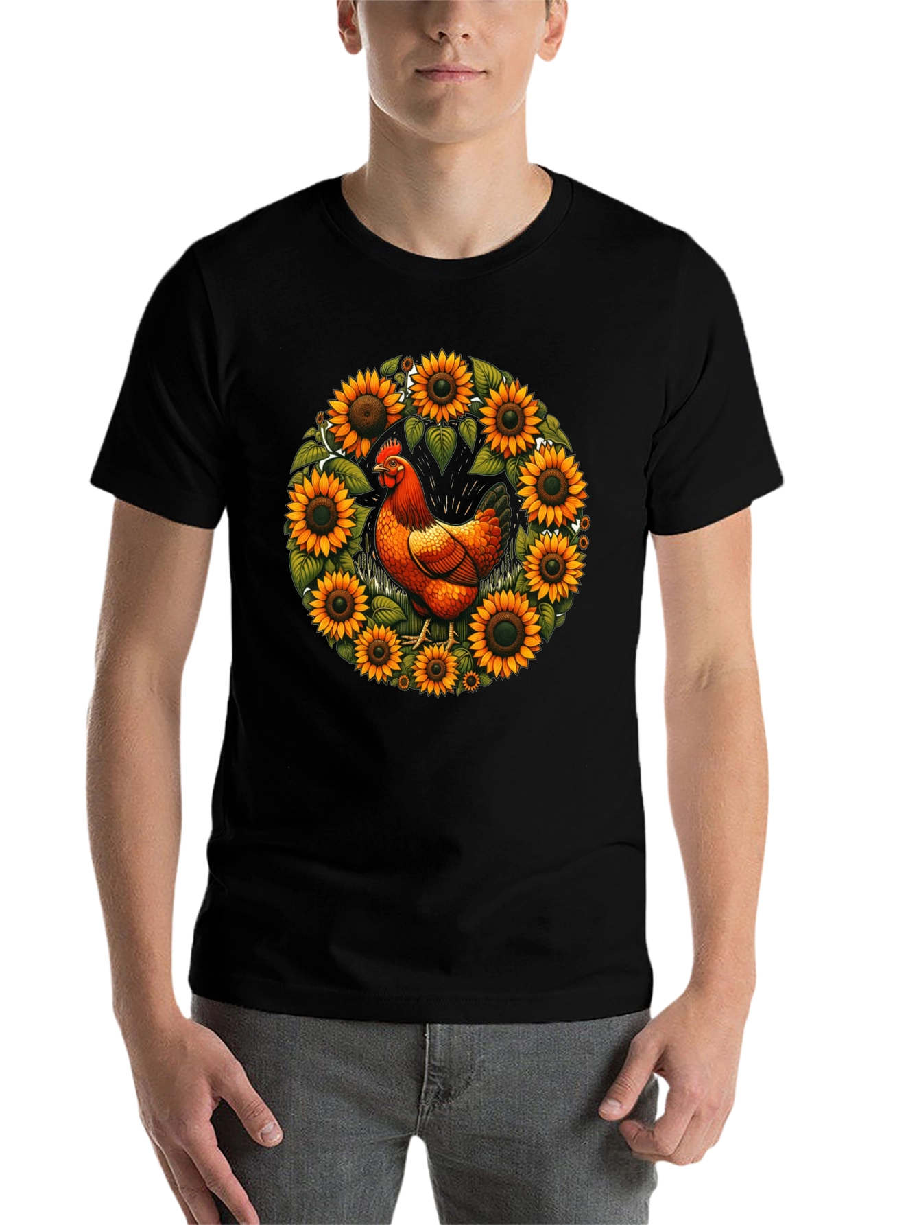 Chicken & Sunflower Wreath Graphic Tee