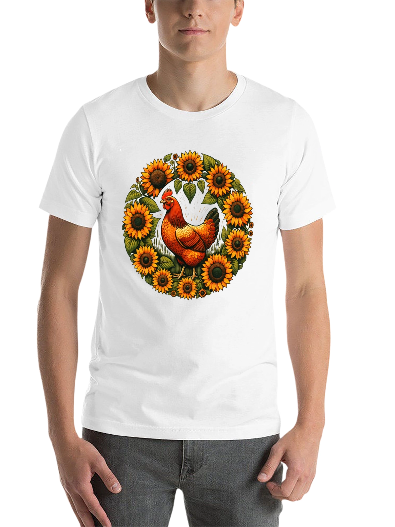 Chicken & Sunflower Wreath Graphic Tee