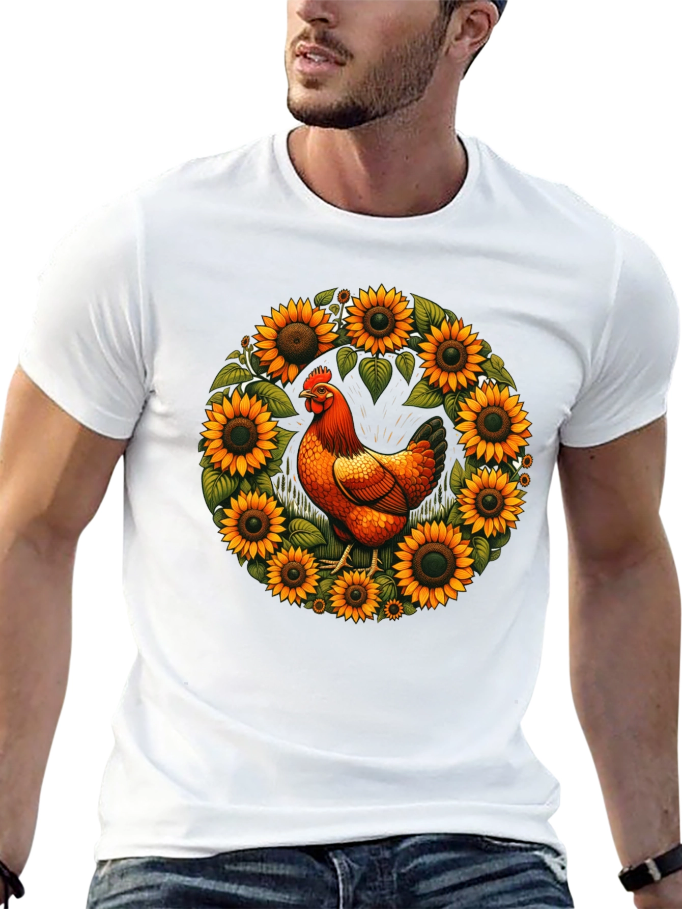 Chicken & Sunflower Wreath Graphic Tee