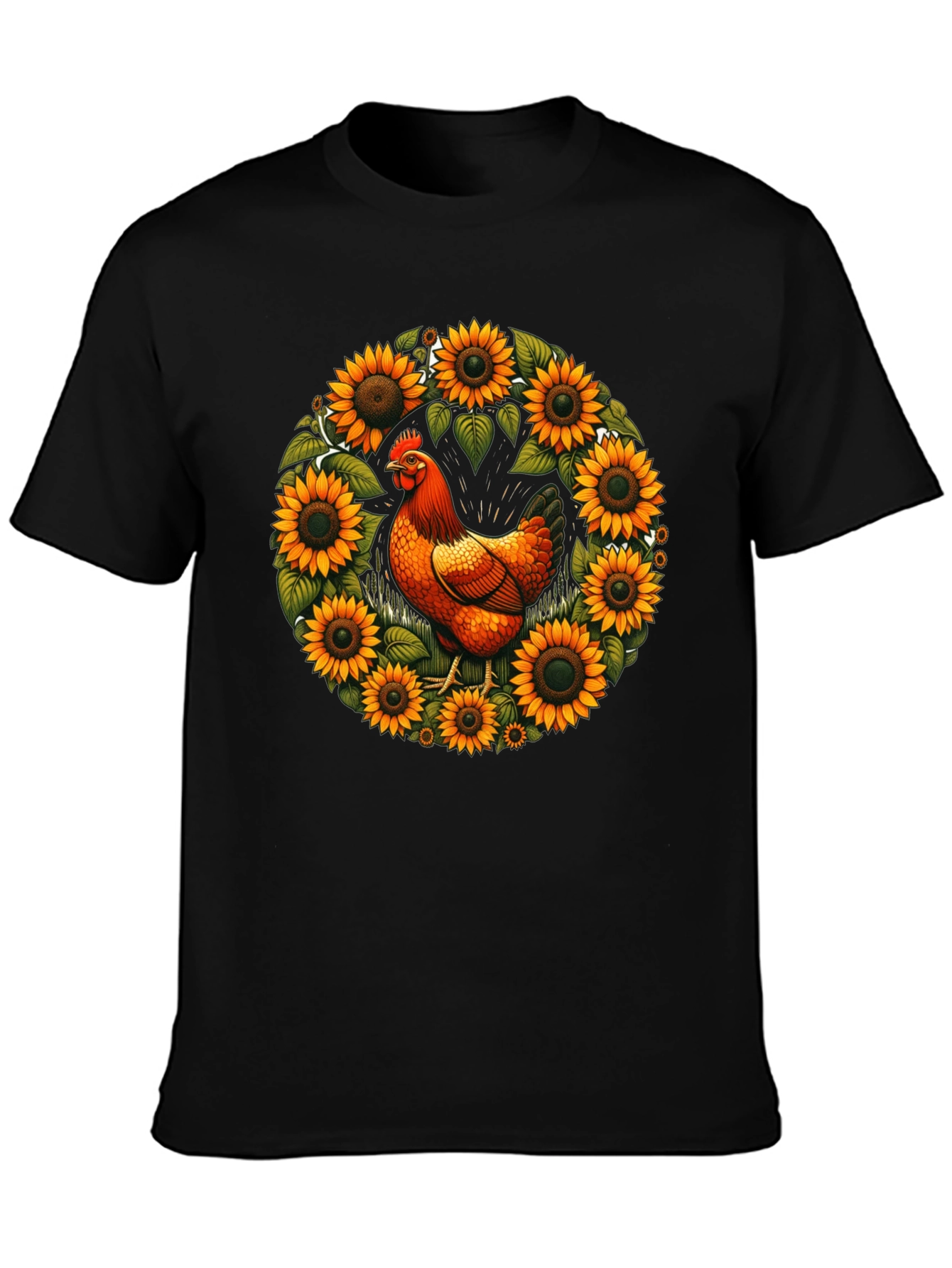 Chicken & Sunflower Wreath Graphic Tee