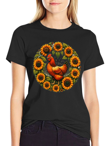 Chicken & Sunflower Wreath Graphic Tee