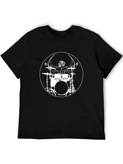 Drummer Vitruvian Man Black T-Shirt