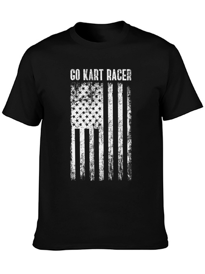 Go Kart Racer American Flag Graphic T-Shirt