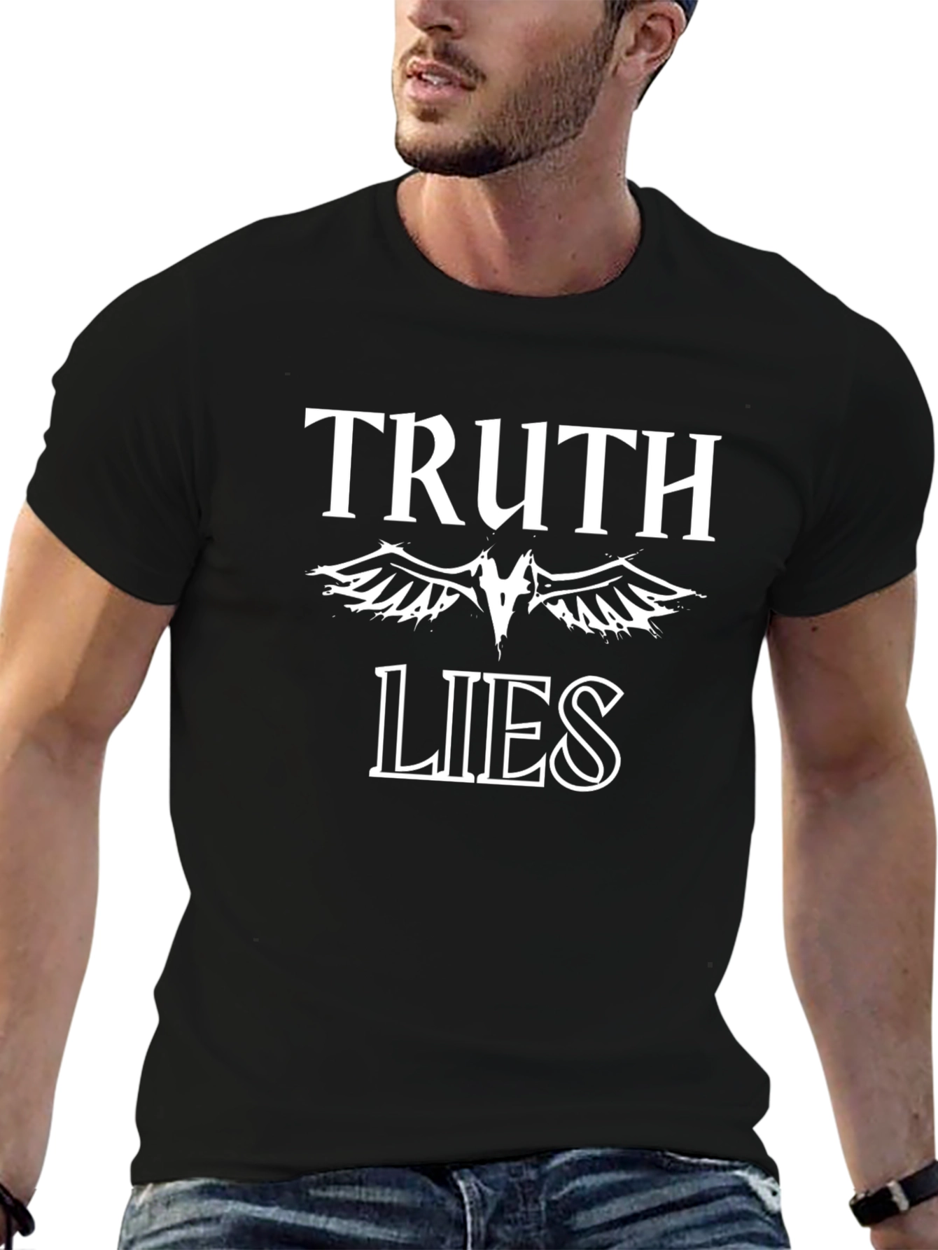 Truth Lies Graphic Tee - Black Cotton T-Shirt