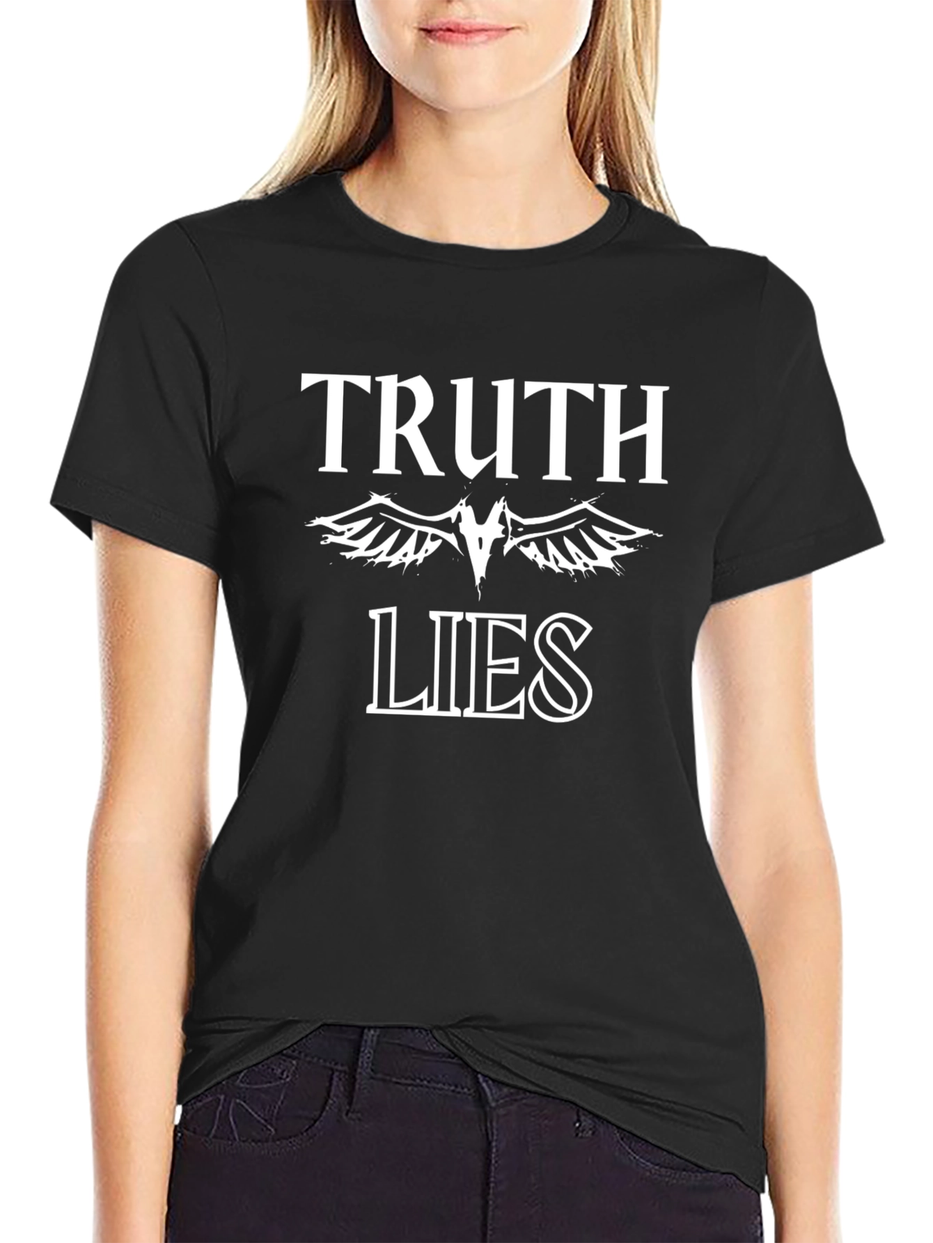 Truth Lies Graphic Tee - Black Cotton T-Shirt