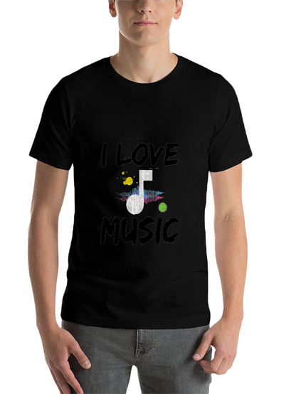 I Love Music Graphic Tee - Black
