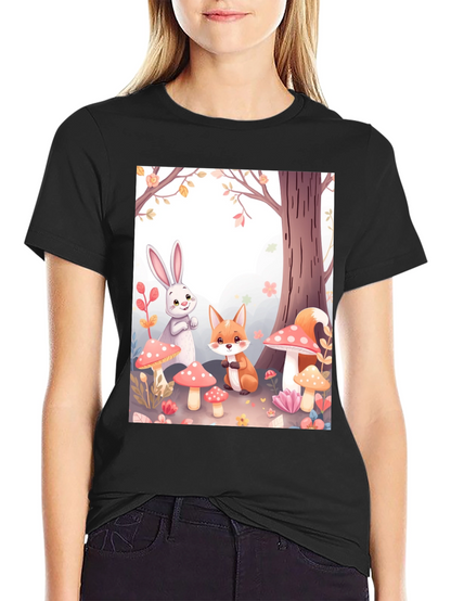 Cartoon Animals on Black Tee