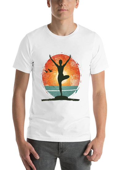 Yoga Pose Graphic T-Shirt - Nature Sunset Design