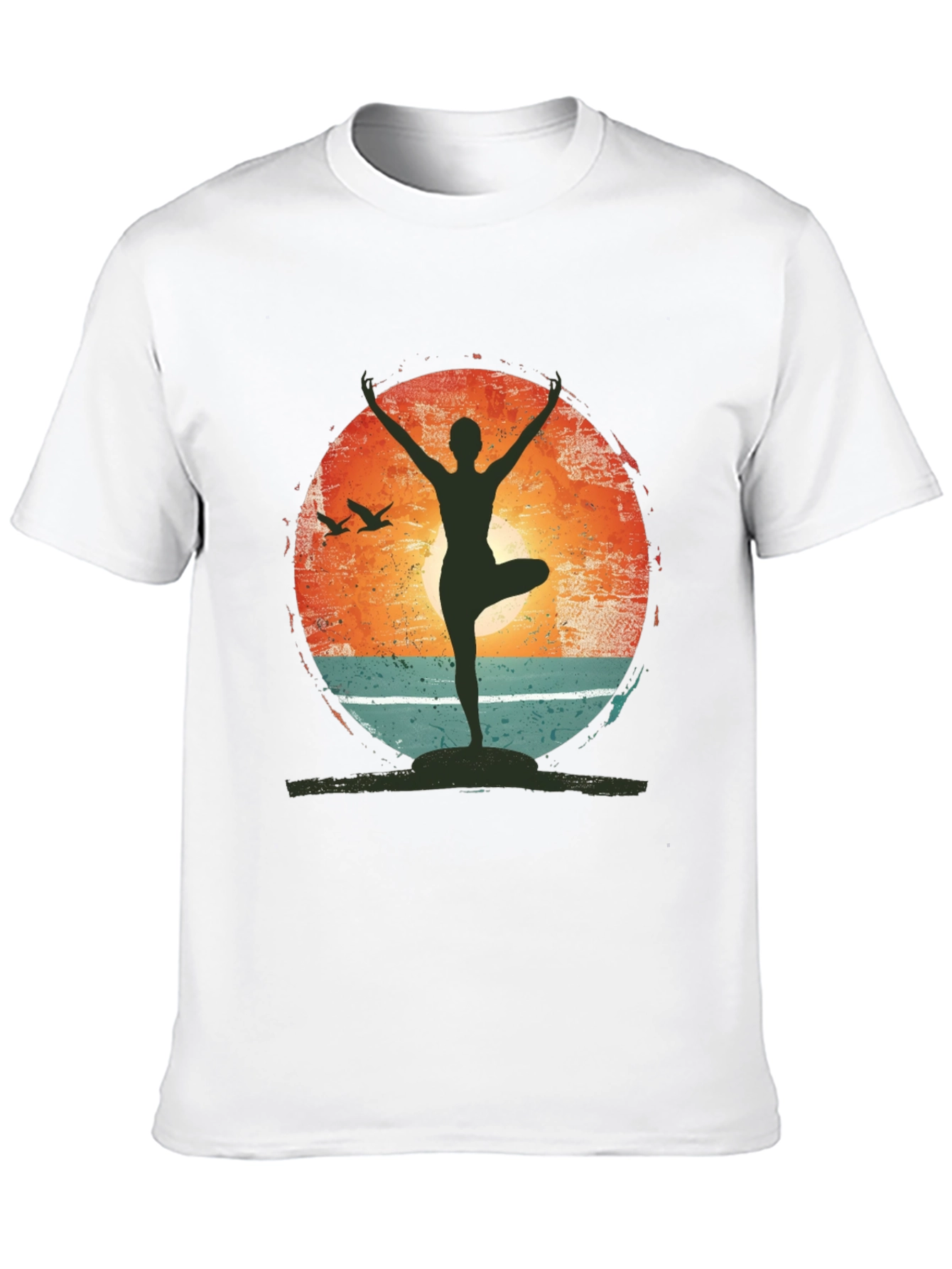 Yoga Pose Graphic T-Shirt - Nature Sunset Design