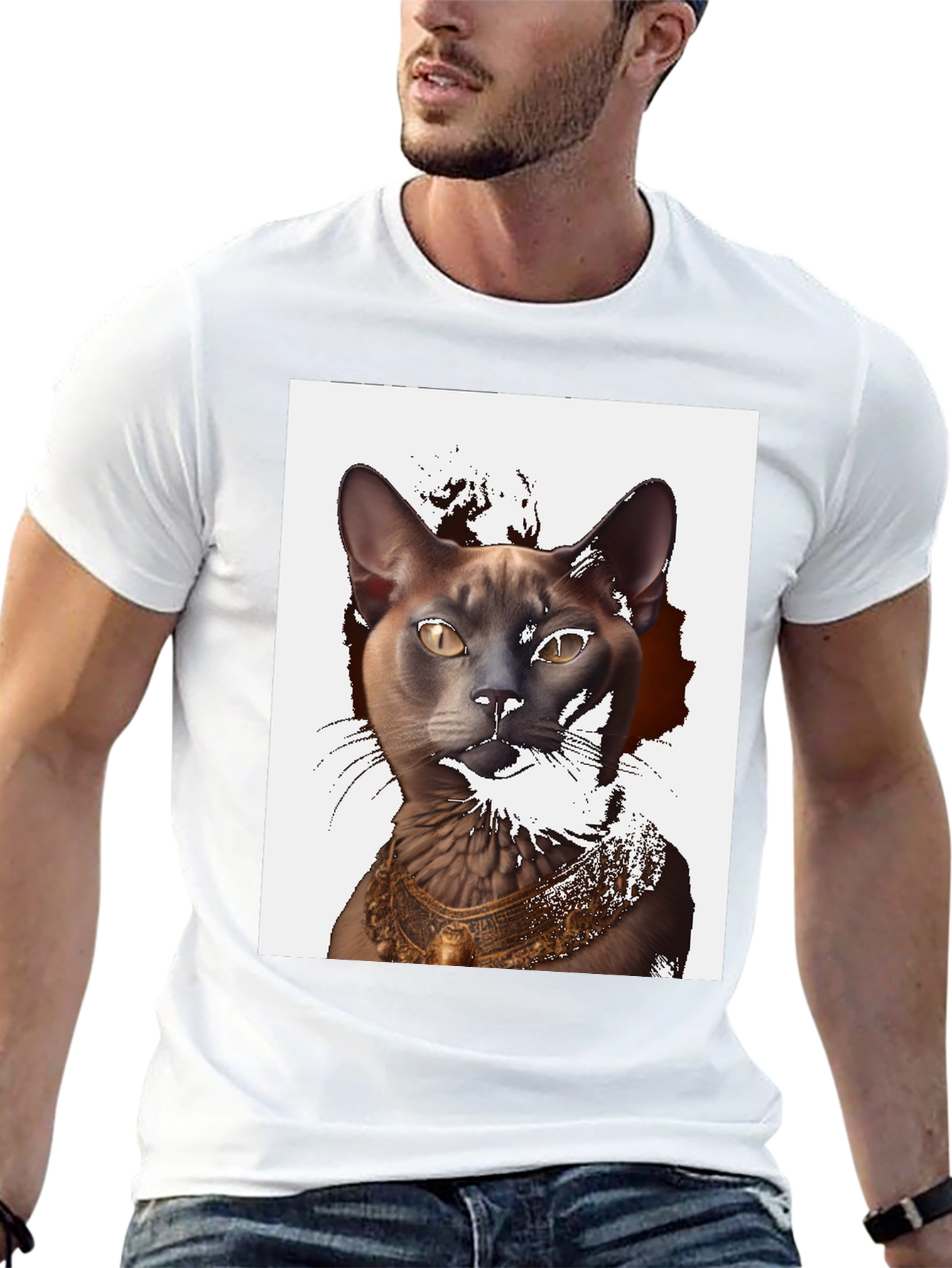 Egyptian Cat Graphic T-Shirt - Black