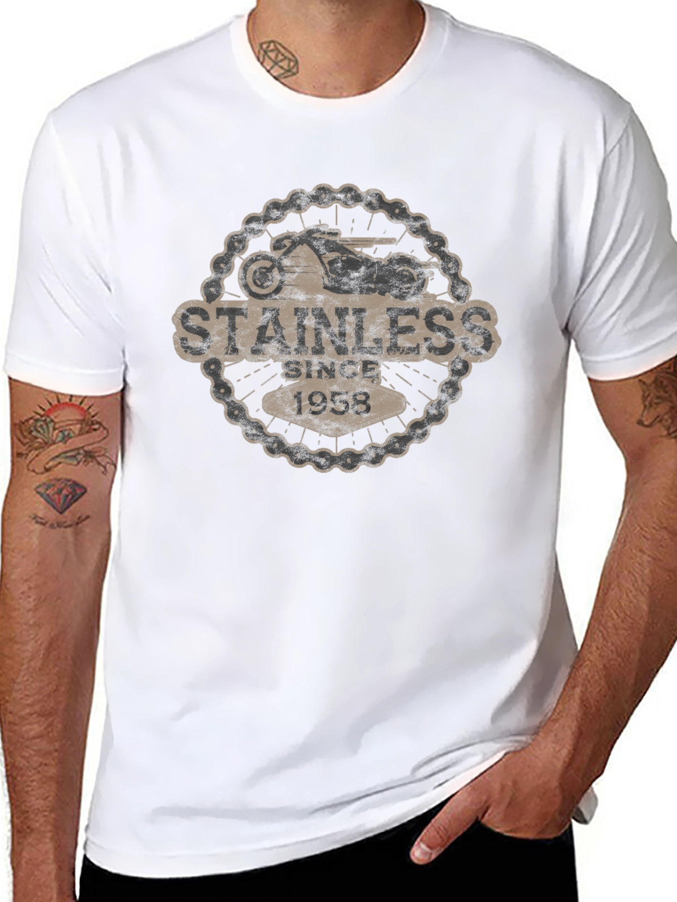 Stainless Since 1958 Motorcycle Graphic Black T-Shirt