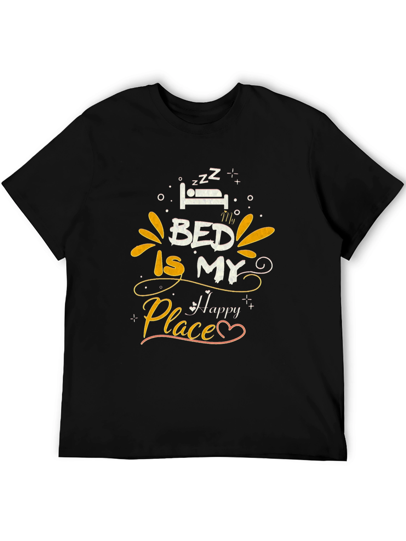 Bed Is My Happy Place Graphic Tee - Black
