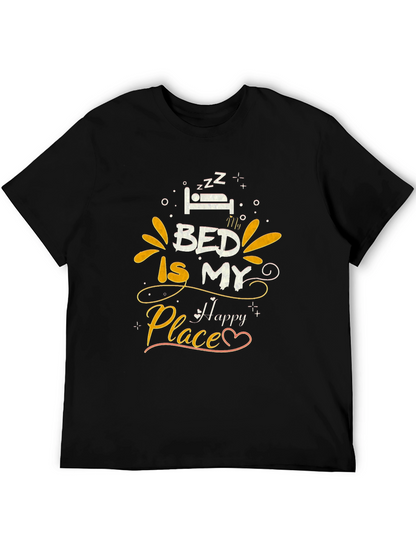 Bed Is My Happy Place Graphic Tee - Black