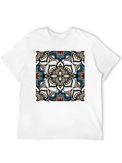 Mens Black T-Shirt with Mandala Design