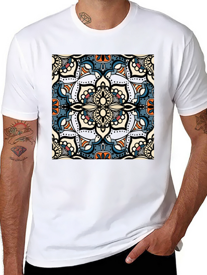 Mens Black T-Shirt with Mandala Design