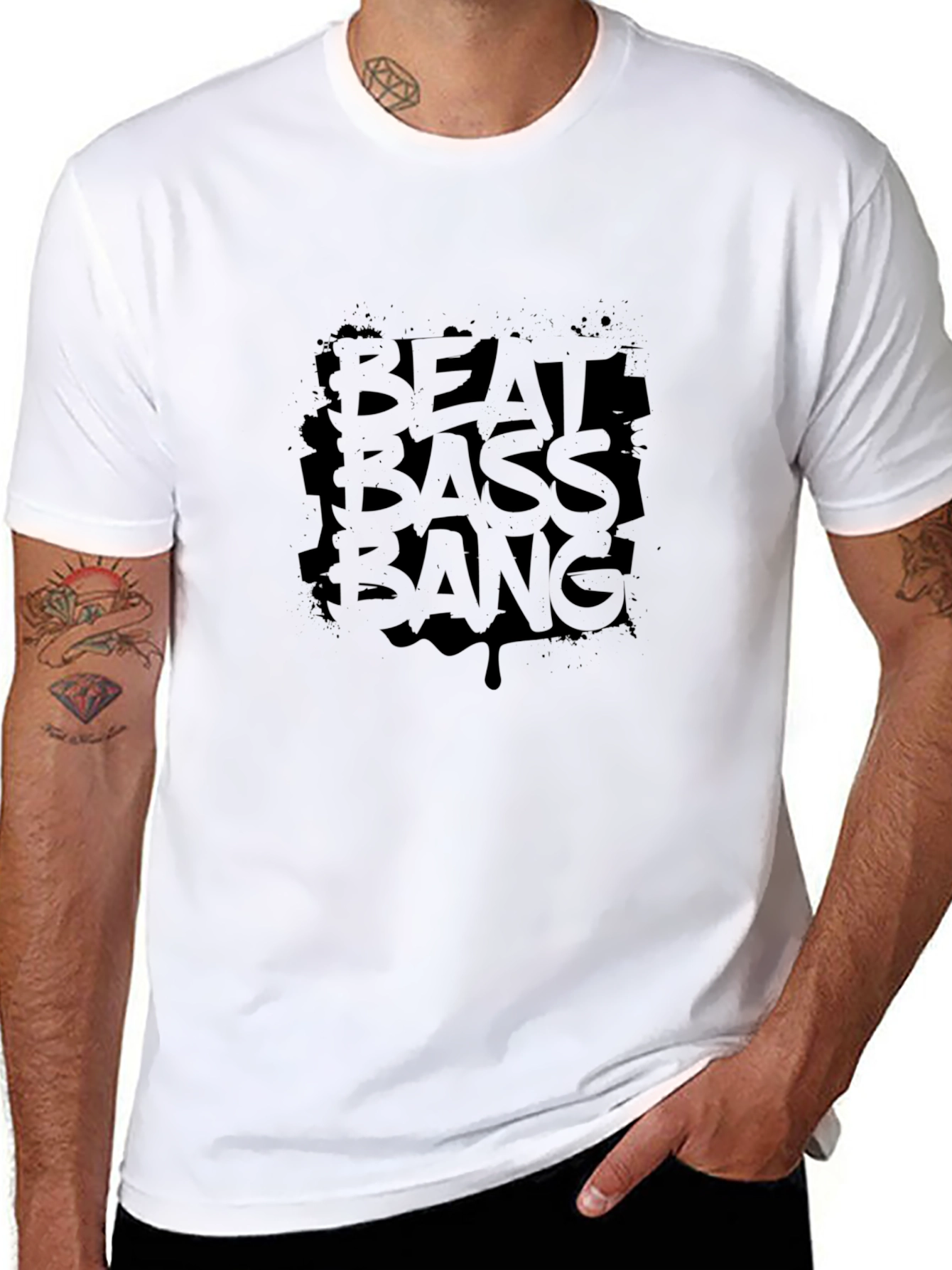 Beat Bass Bang Graphic Tee - Black