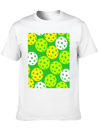 Pickleball Balls Patterned Black T-Shirt