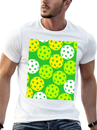 Pickleball Balls Patterned Black T-Shirt