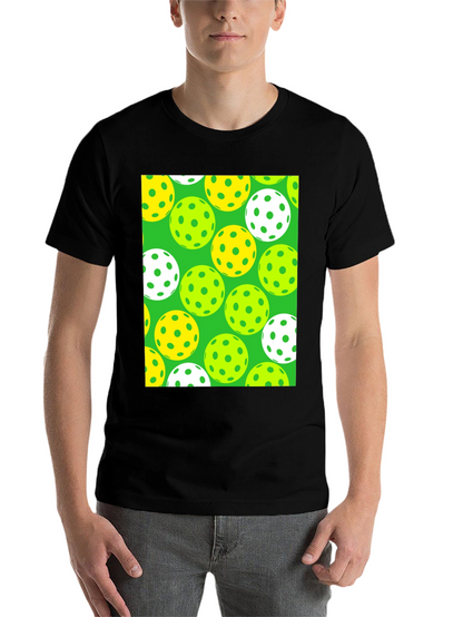 Pickleball Balls Patterned Black T-Shirt