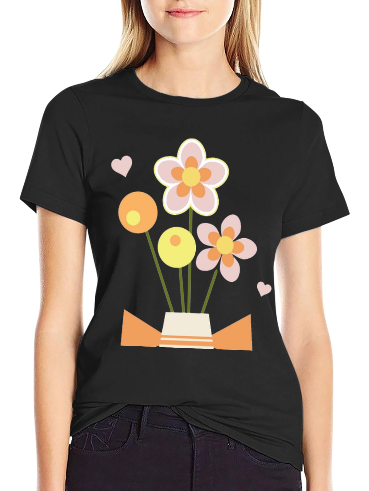 Floral Bouquet Graphic Tee - Black