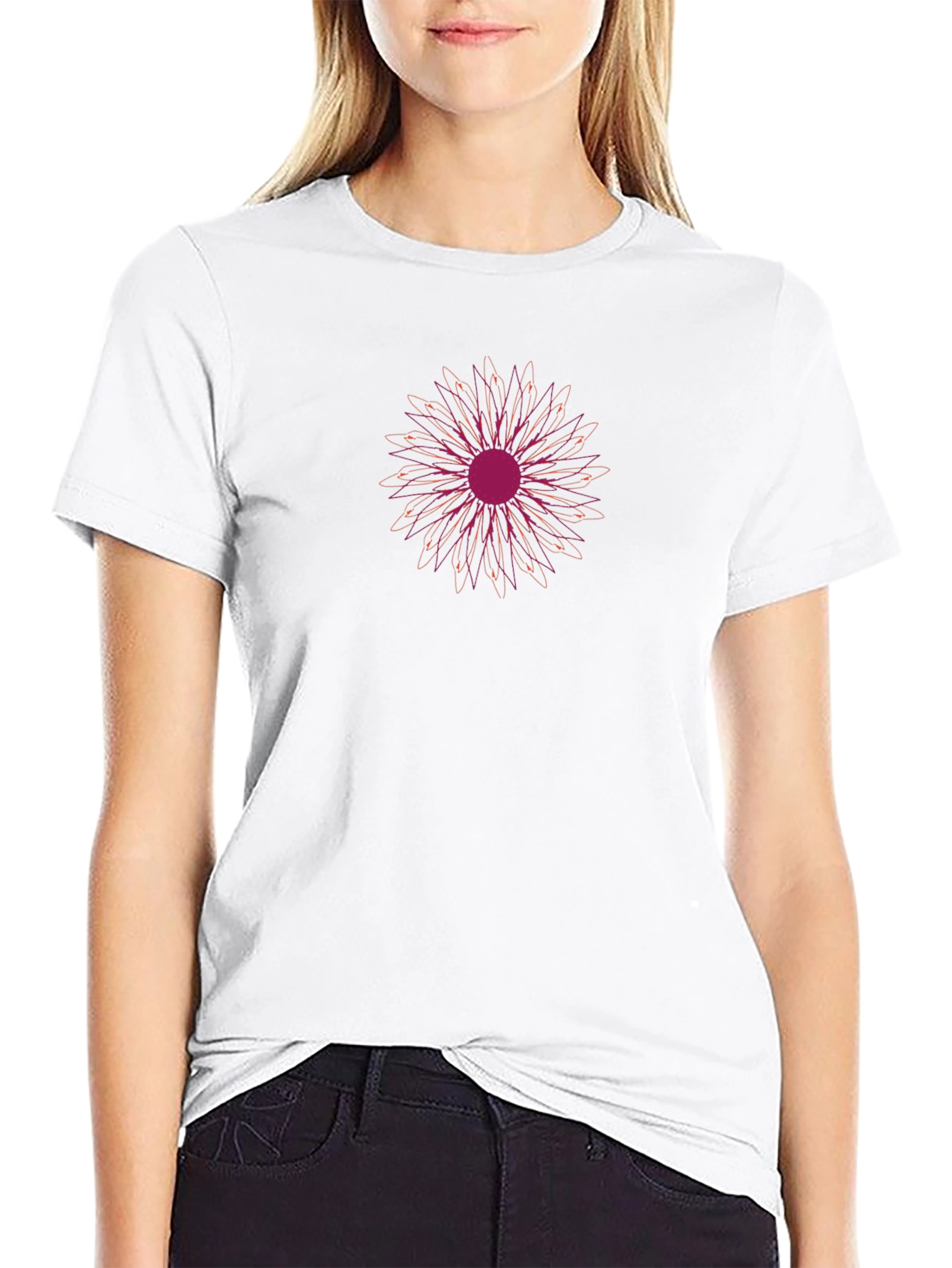 Abstract Floral Graphic Tee - Black