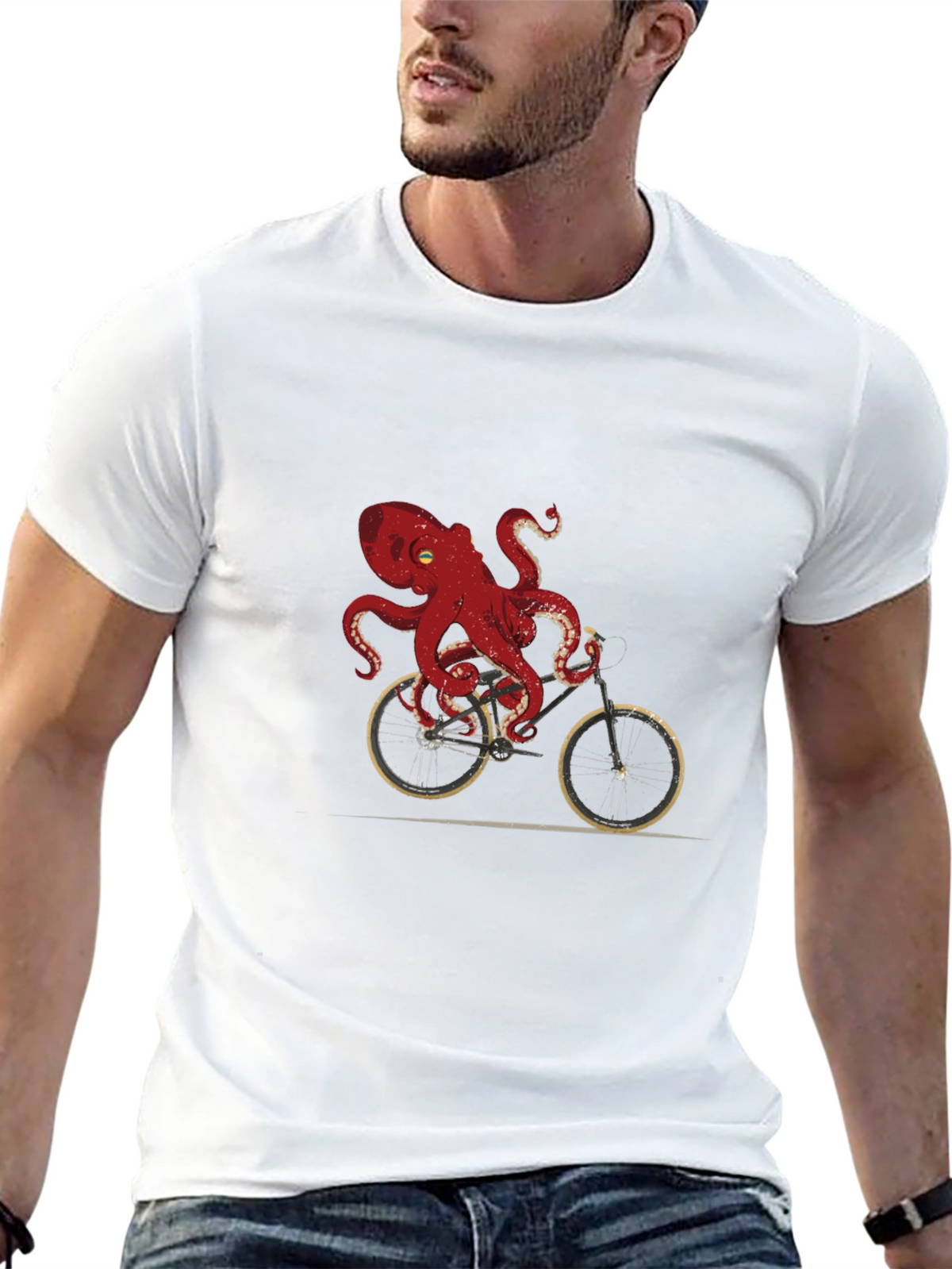Octopus Riding Bike Graphic Tee - Unique Design