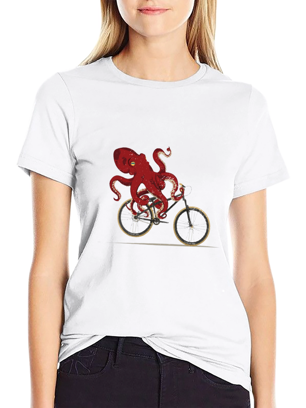 Octopus Riding Bike Graphic Tee - Unique Design