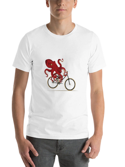 Octopus Riding Bike Graphic Tee - Unique Design