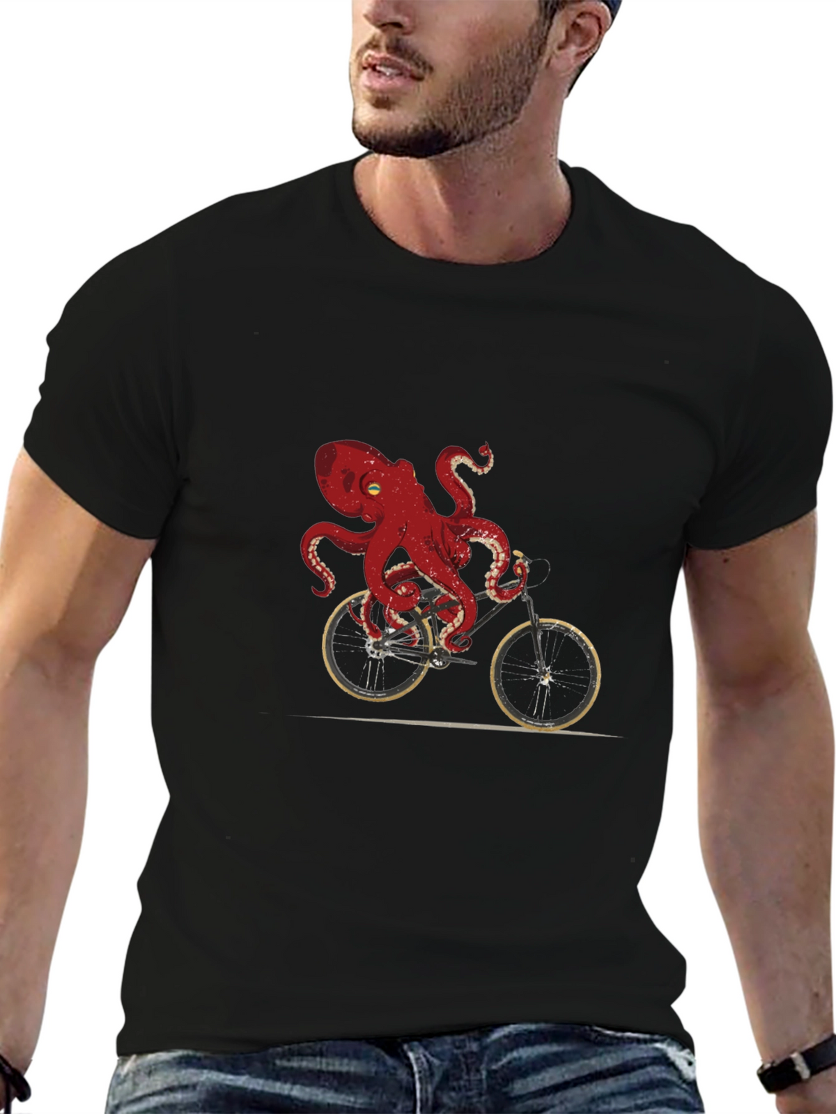 Octopus Riding Bike Graphic Tee - Unique Design