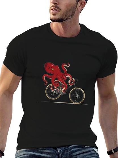 Octopus Riding Bike Graphic Tee - Unique Design
