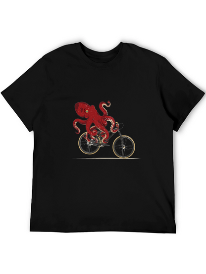 Octopus Riding Bike Graphic Tee - Unique Design