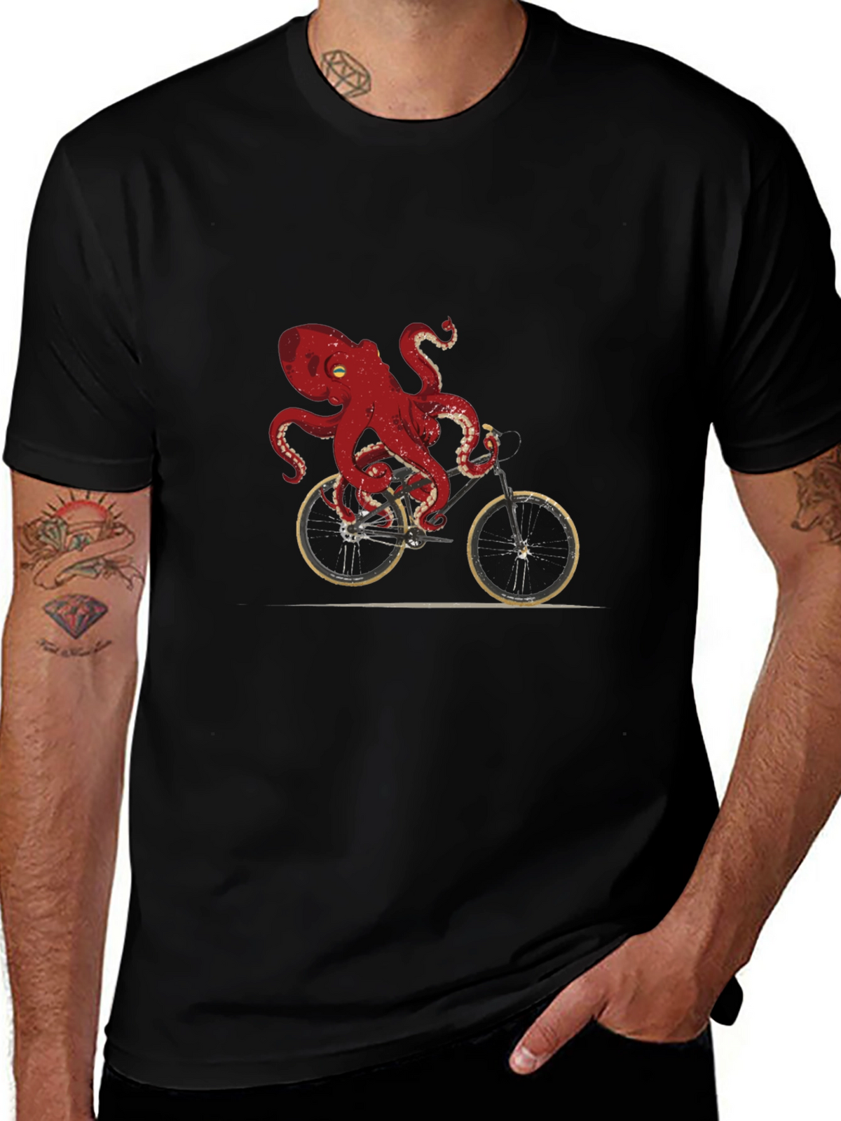 Octopus Riding Bike Graphic Tee - Unique Design