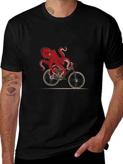 Octopus Riding Bike Graphic Tee - Unique Design