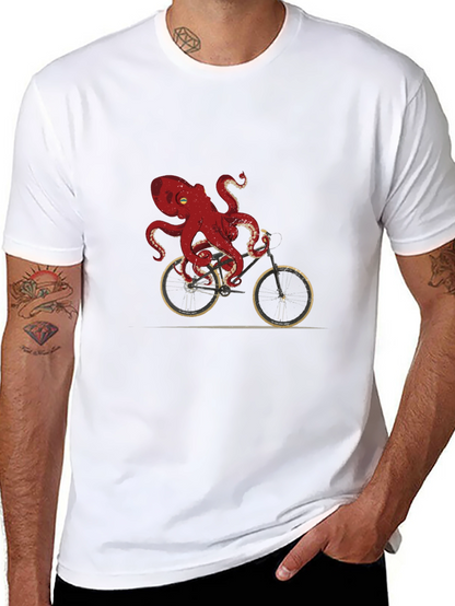 Octopus Riding Bike Graphic Tee - Unique Design