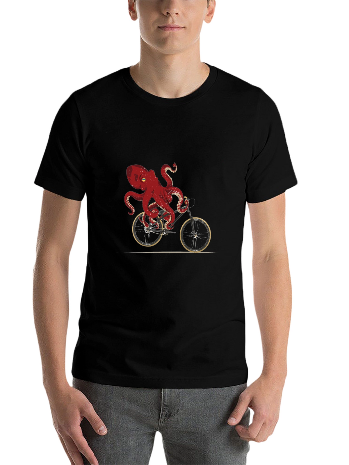 Octopus Riding Bike Graphic Tee - Unique Design