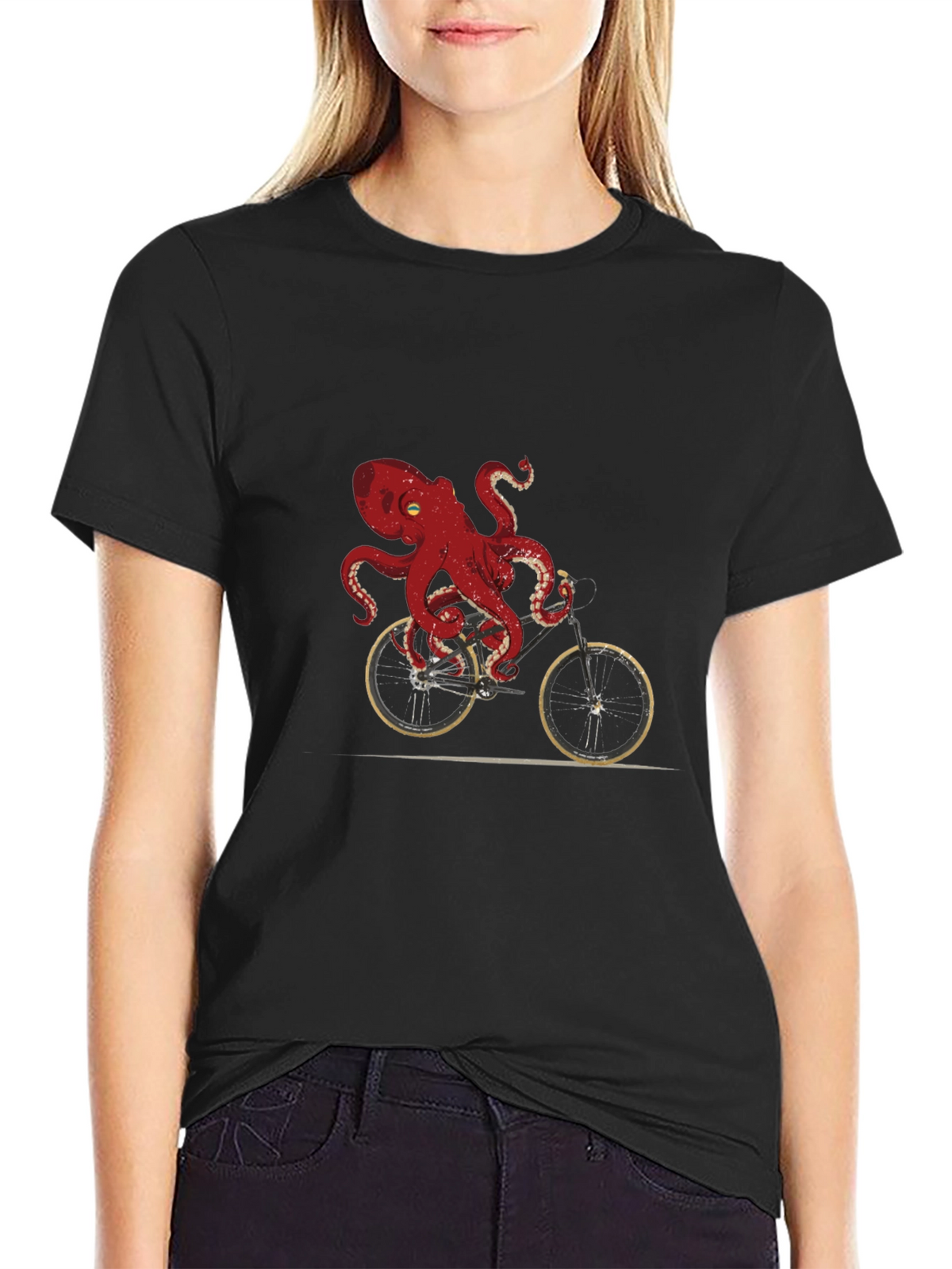 Octopus Riding Bike Graphic Tee - Unique Design