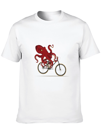 Octopus Riding Bike Graphic Tee - Unique Design