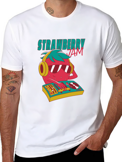 Strawberry Jam DJ Graphic Tee - Cool Party Shirt