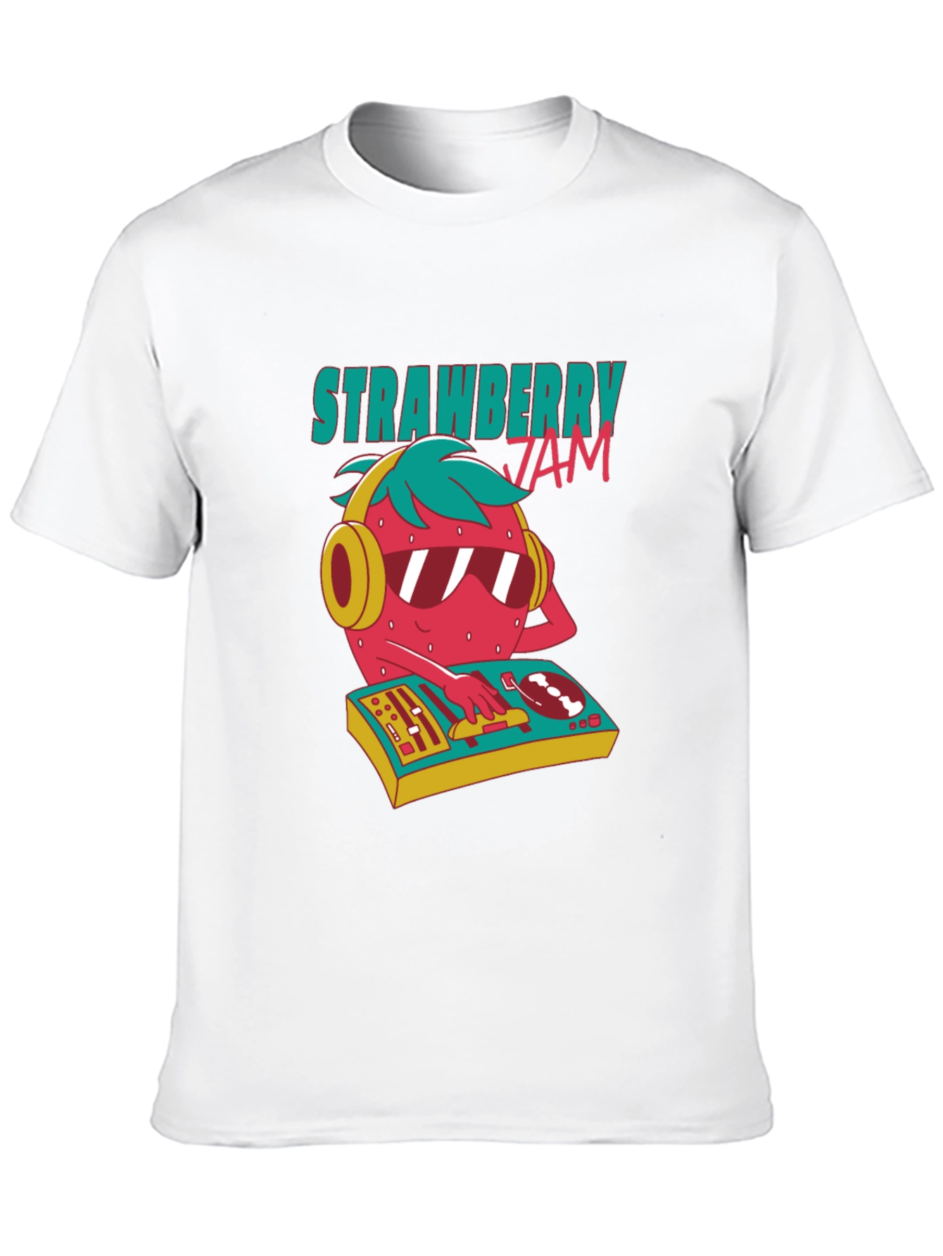 Strawberry Jam DJ Graphic Tee - Cool Party Shirt