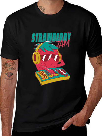 Strawberry Jam DJ Graphic Tee - Cool Party Shirt