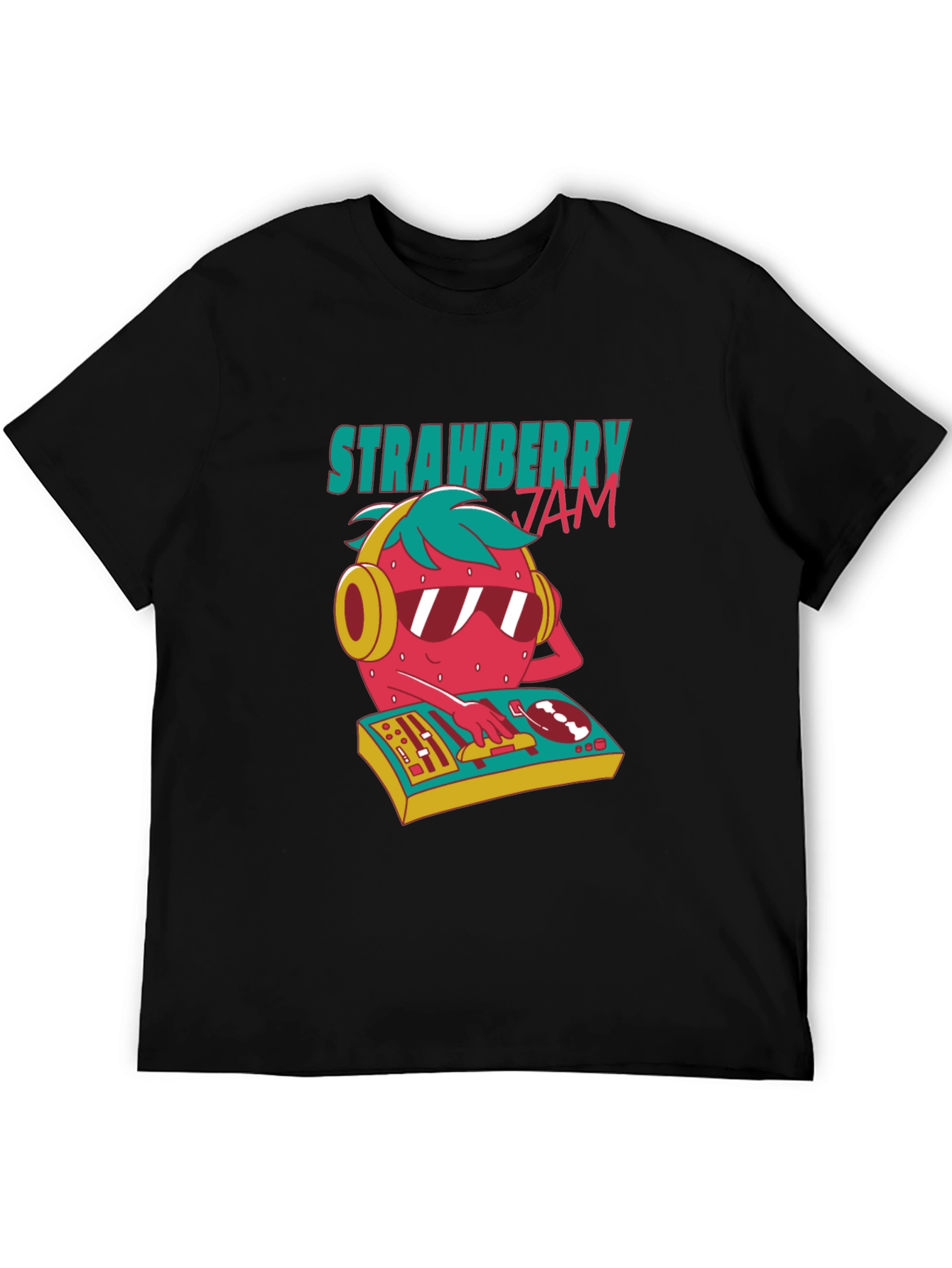 Strawberry Jam DJ Graphic Tee - Cool Party Shirt