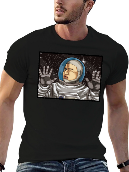 Astronaut Cartoon Graphic Black T-Shirt