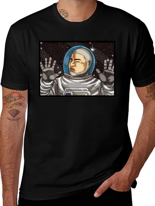 Astronaut Cartoon Graphic Black T-Shirt
