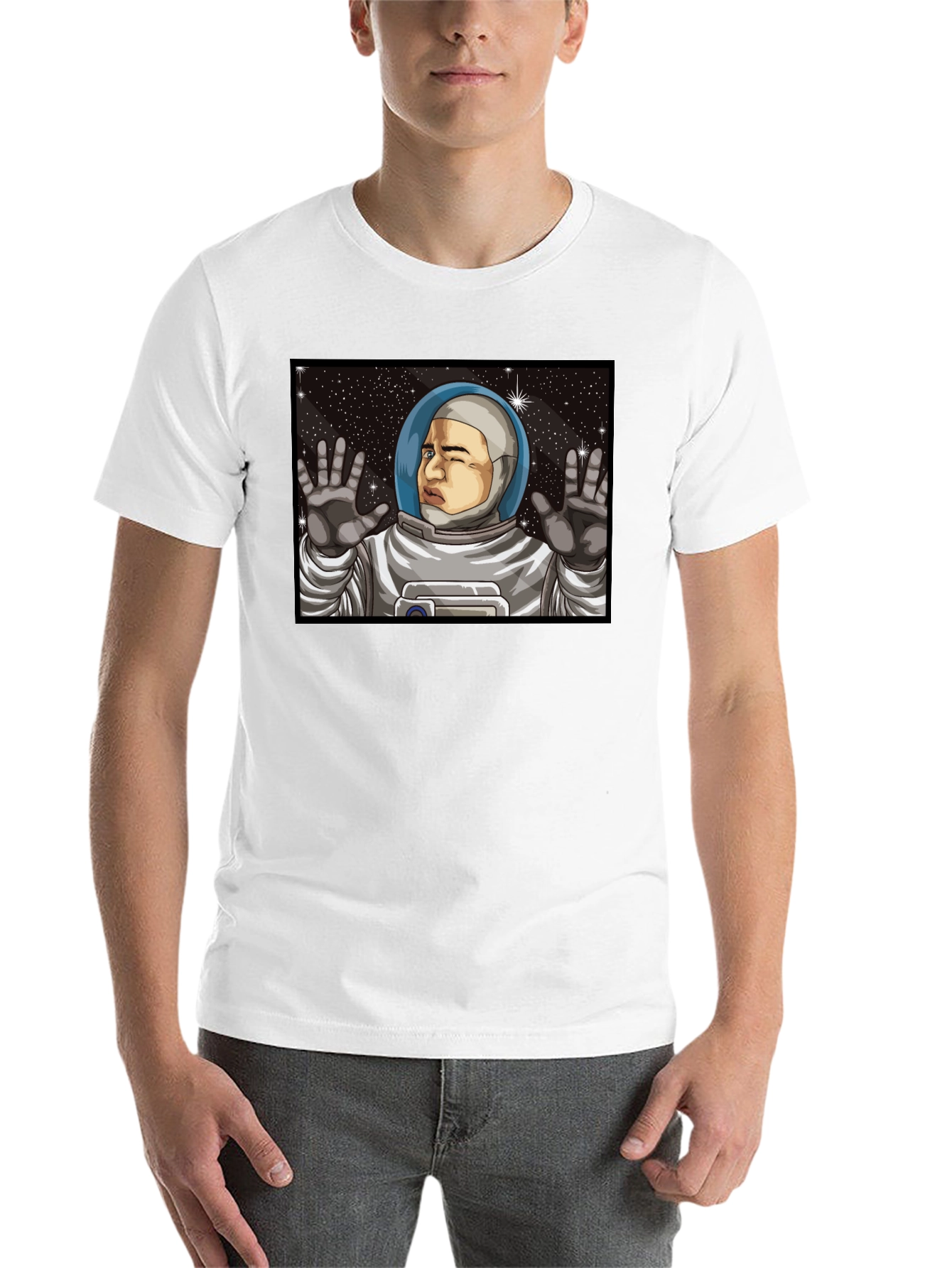 Astronaut Cartoon Graphic Black T-Shirt