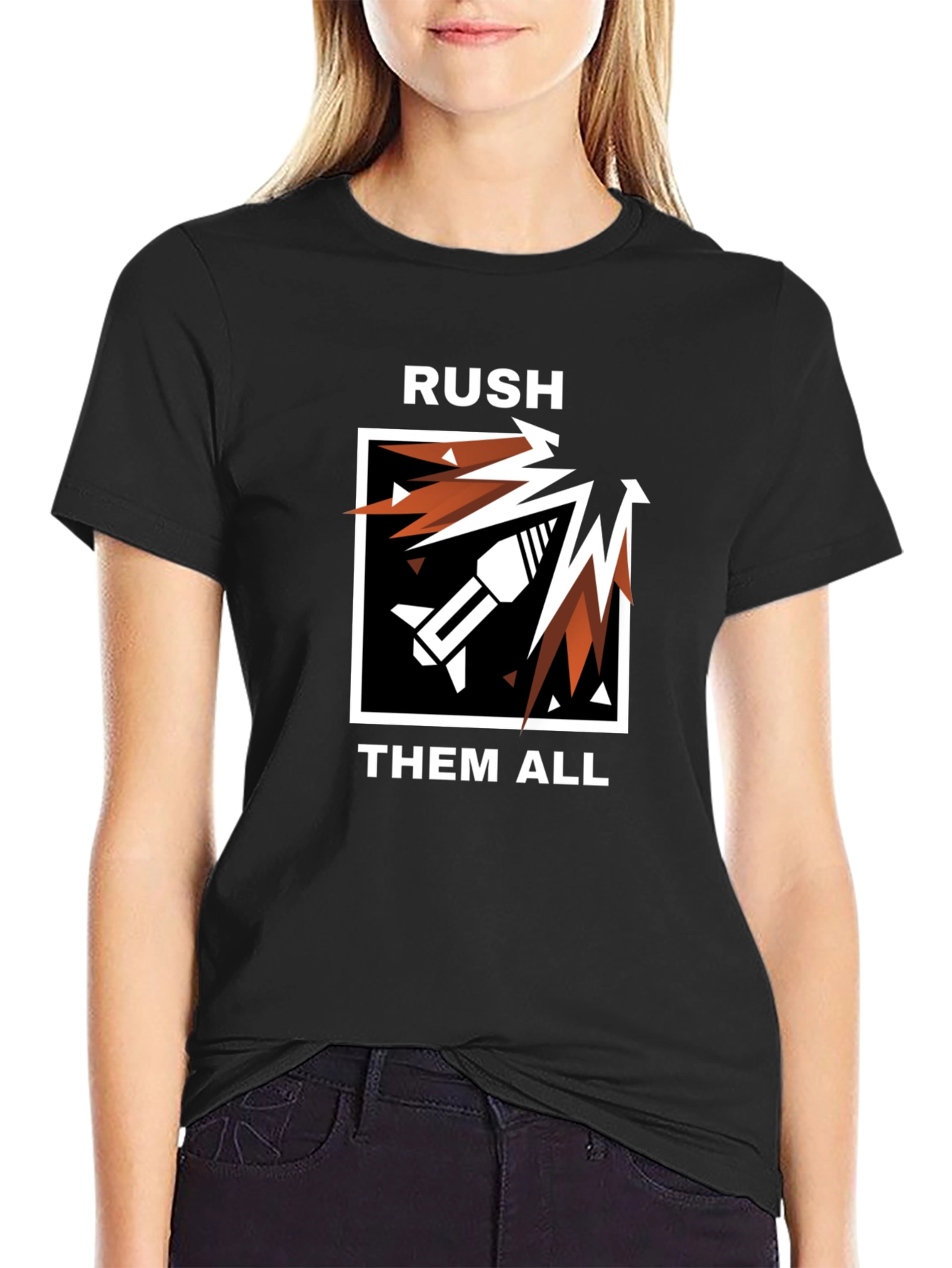 RUSH THEM ALL Black Graphic Tee - Gaming Apparel