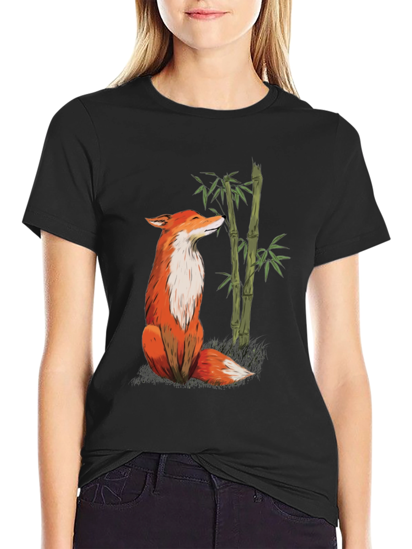 Fox and Bamboo Graphic Tee - Black